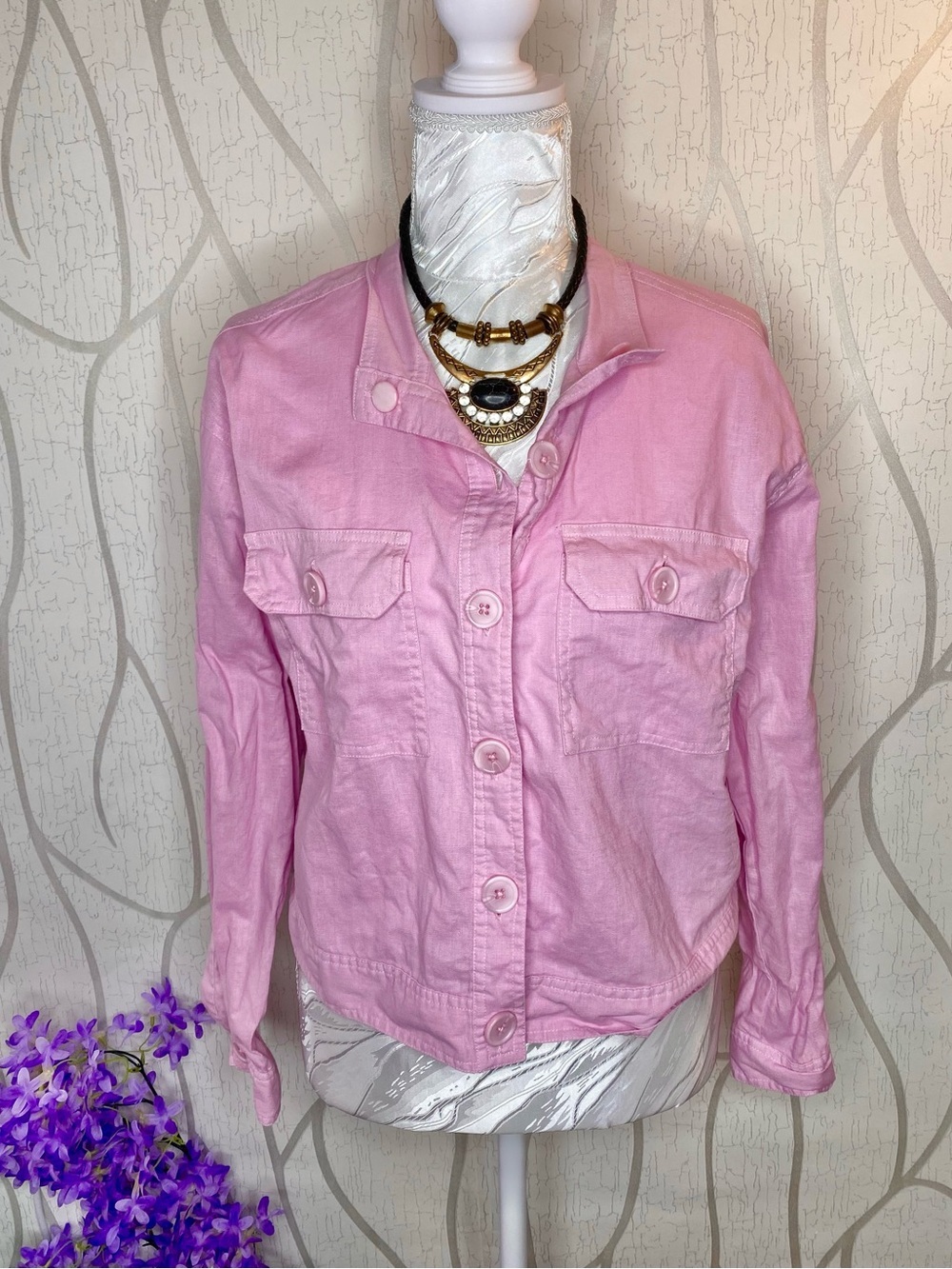 🌷 Linen Cotton Light Pink Women's Casual Button-Up Shirt Jacket 🌷 Tribal Jeans
